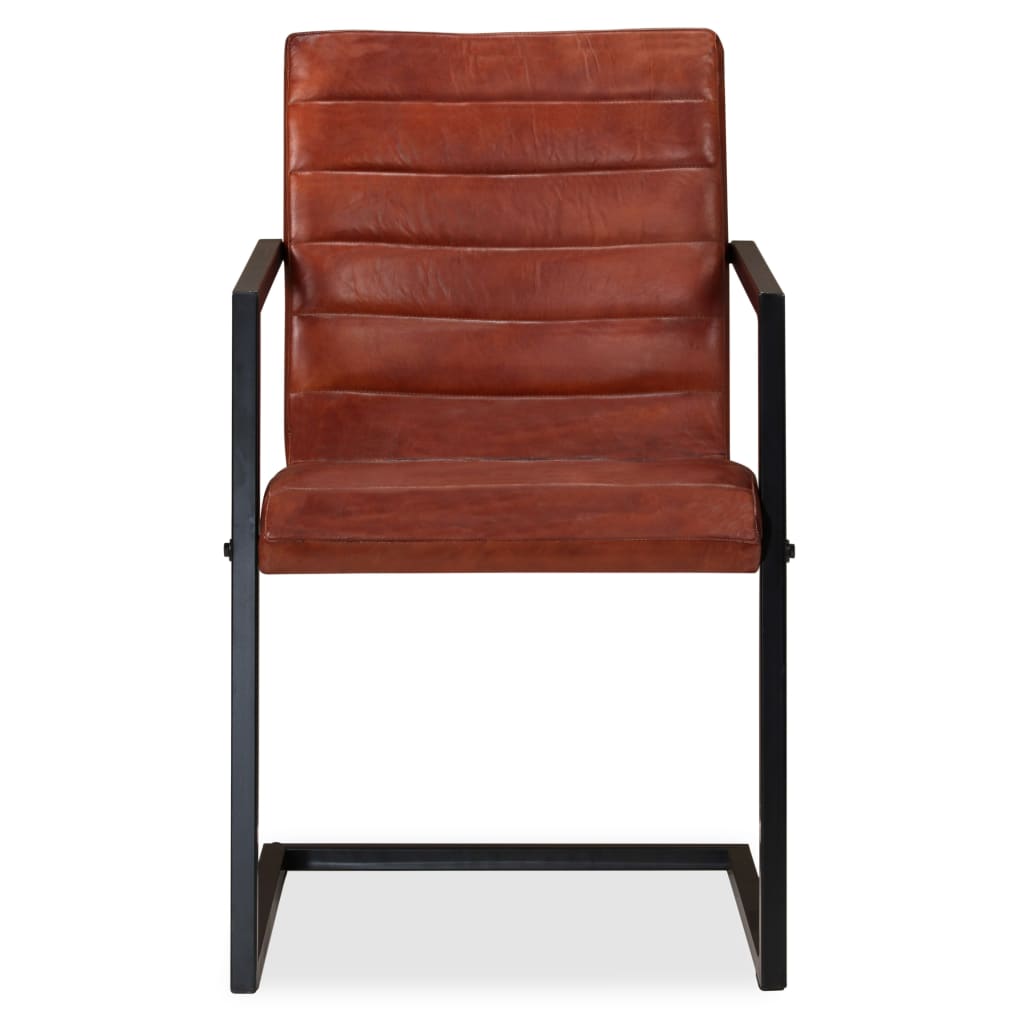 Eetkamerstoelen 2 st echt leer bruin is nu te koop bij PeponiXL, paradijselijk wonen!