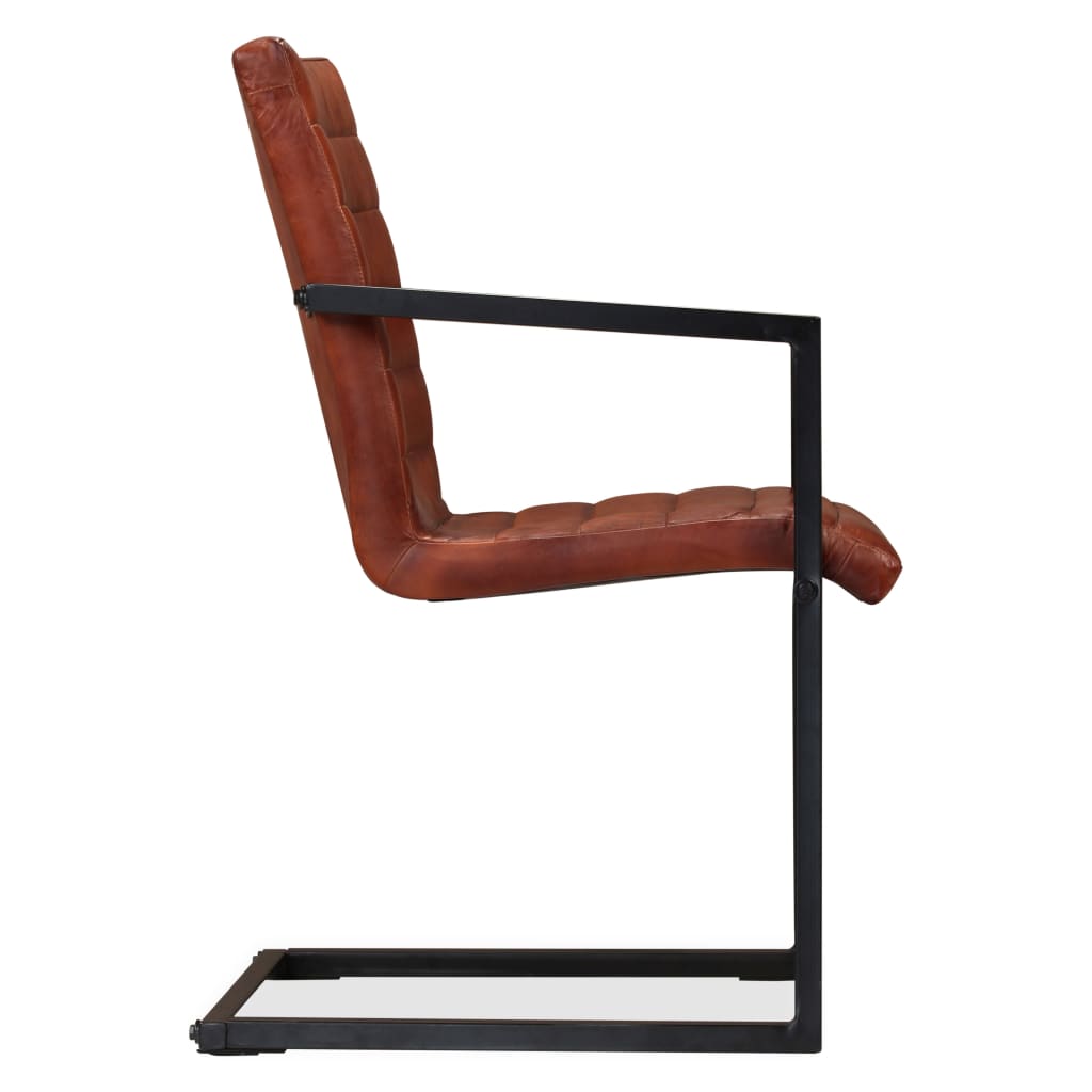 Eetkamerstoelen 2 st echt leer bruin is nu te koop bij PeponiXL, paradijselijk wonen!