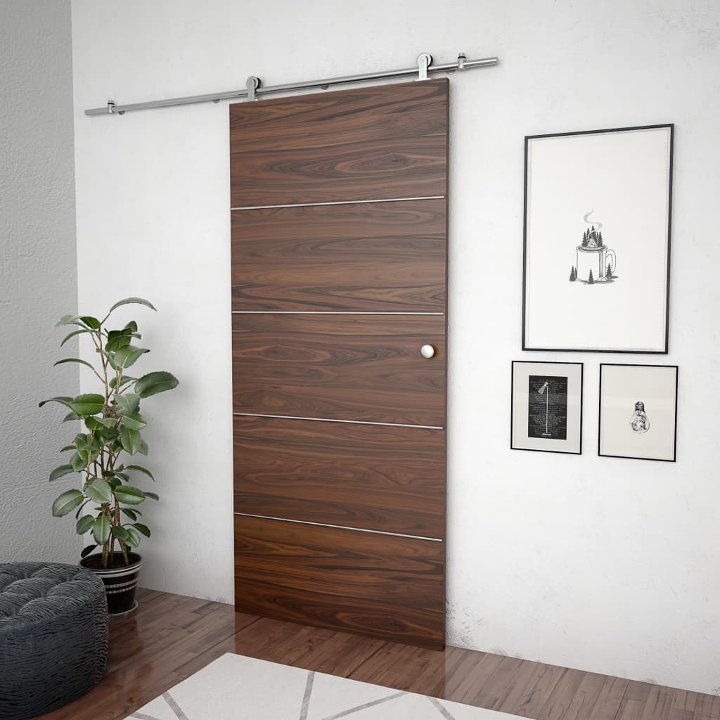 Schuifdeur onderdelenset 183 cm roestvrij staal zilverkleurig is nu te koop bij PeponiXL, paradijselijk wonen!