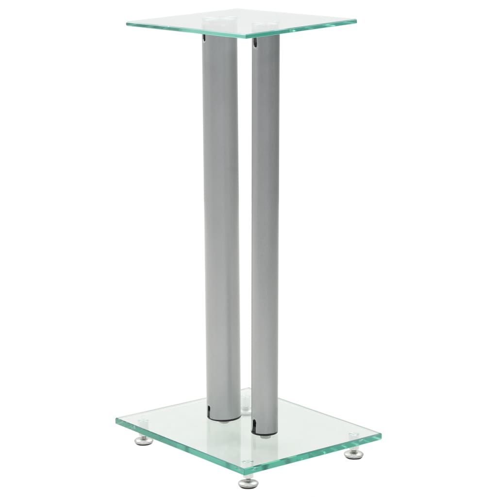 Speakerstandaarden zuil-ontwerp gehard glas zilver 2 st is nu te koop bij PeponiXL, paradijselijk wonen!