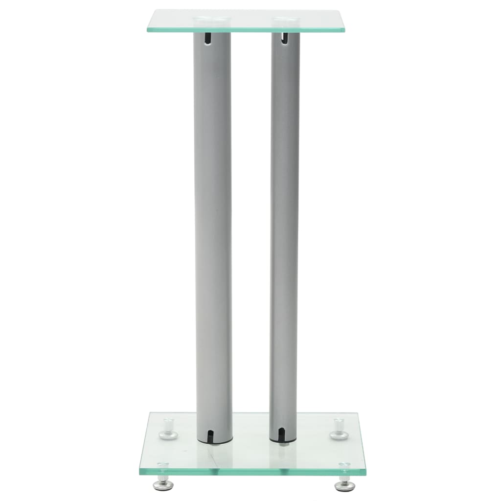 Speakerstandaarden zuil-ontwerp gehard glas zilver 2 st is nu te koop bij PeponiXL, paradijselijk wonen!