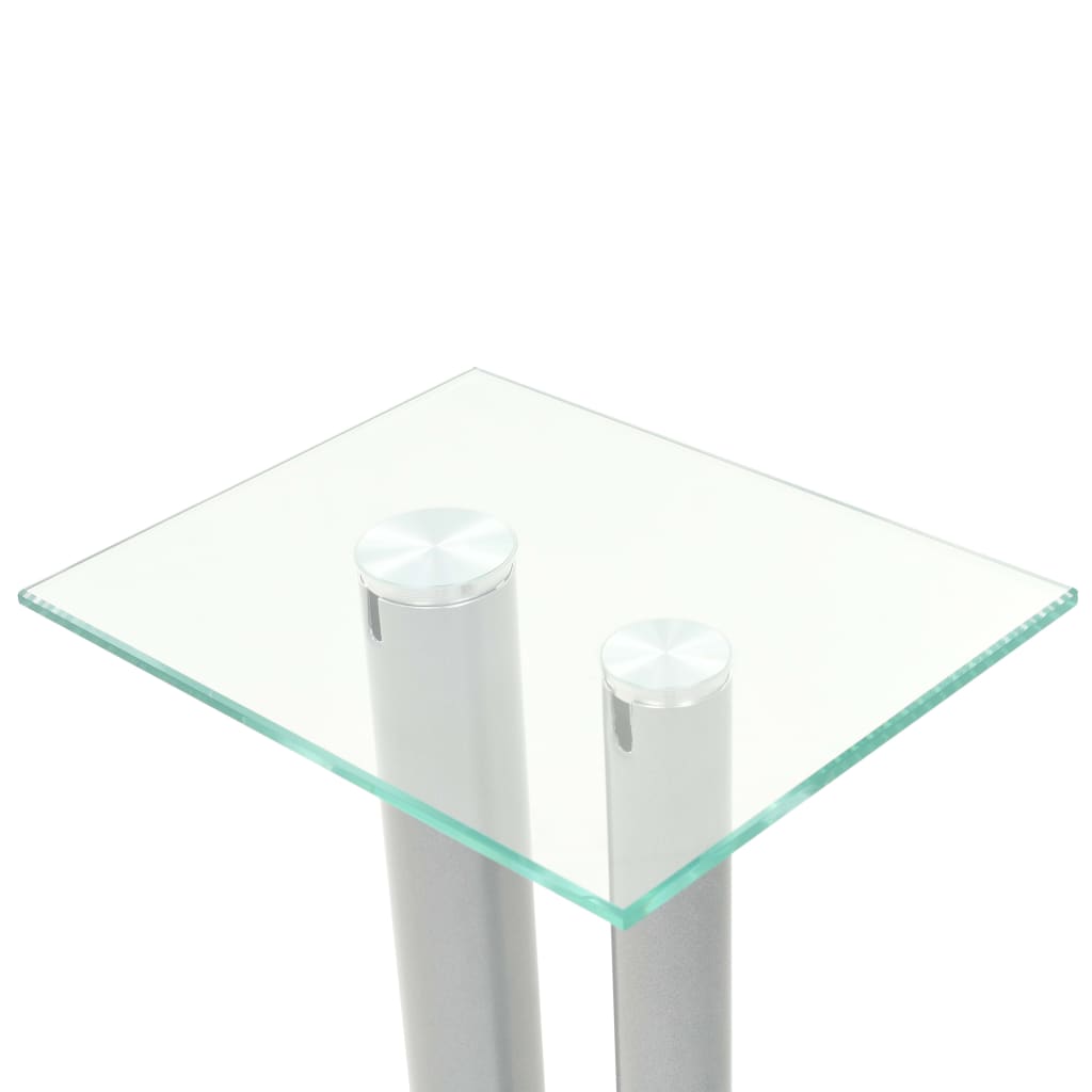 Speakerstandaarden zuil-ontwerp gehard glas zilver 2 st is nu te koop bij PeponiXL, paradijselijk wonen!