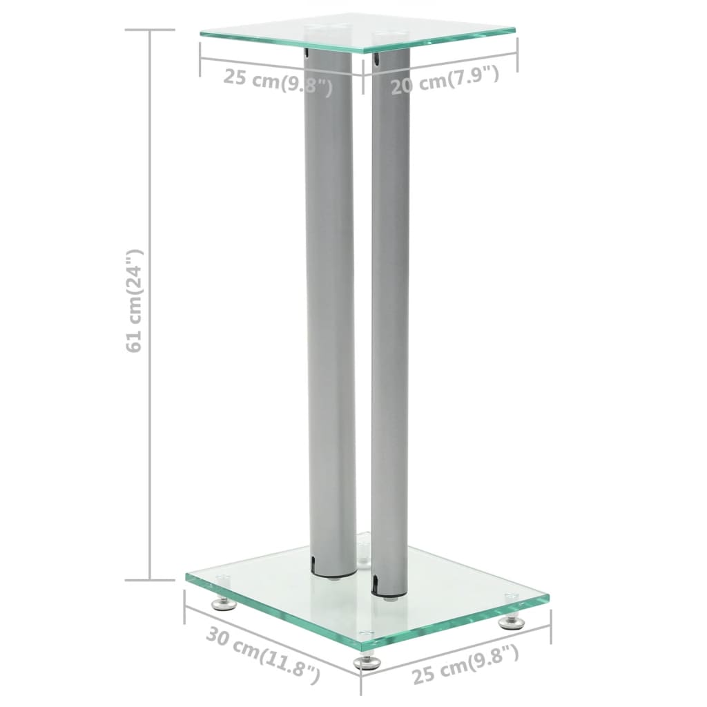 Speakerstandaarden zuil-ontwerp gehard glas zilver 2 st is nu te koop bij PeponiXL, paradijselijk wonen!
