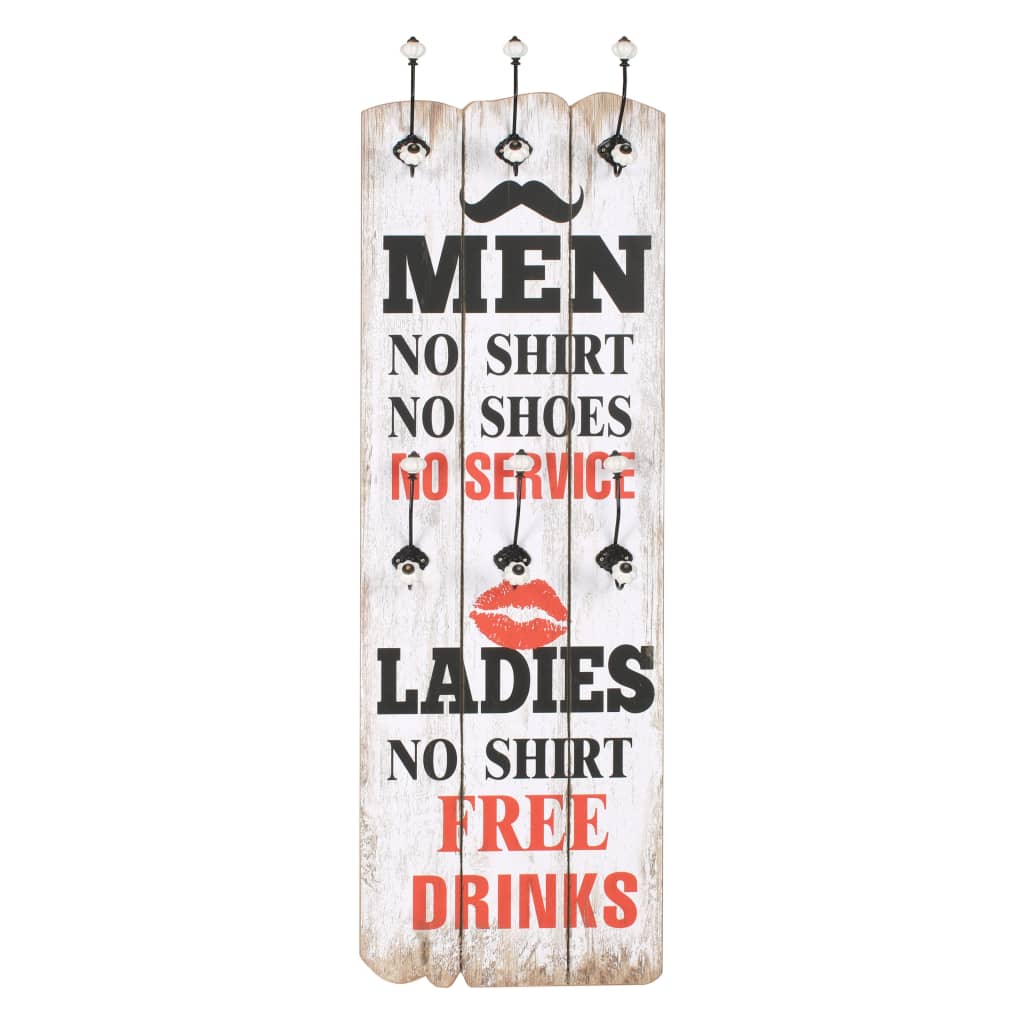 Wandkapstok met 6 haken MEN LADIES 120x40 cm is nu te koop bij PeponiXL, paradijselijk wonen!