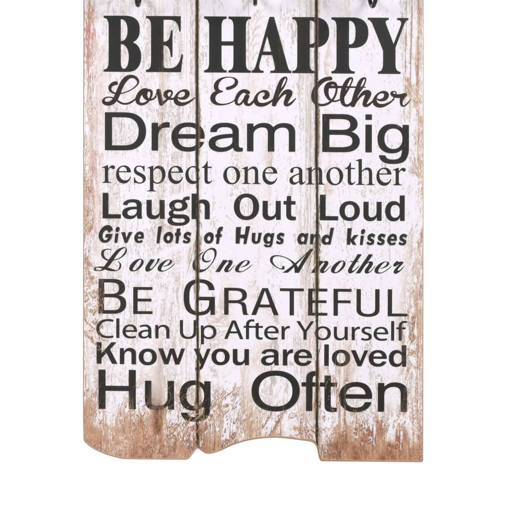 Wandkapstok met 6 haken FAMILY RULES 120x40 cm is nu te koop bij PeponiXL, paradijselijk wonen!