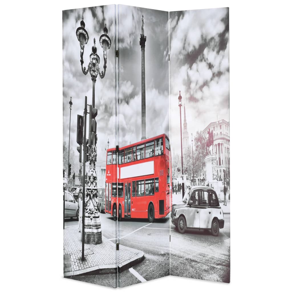 Kamerscherm inklapbaar Londen bus 120x170 cm zwart en wit is nu te koop bij PeponiXL, paradijselijk wonen!