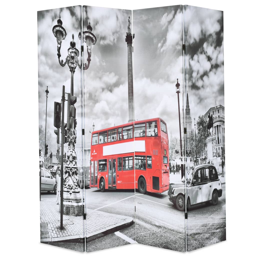 Kamerscherm inklapbaar Londen bus 160x170 cm zwart en wit is nu te koop bij PeponiXL, paradijselijk wonen!