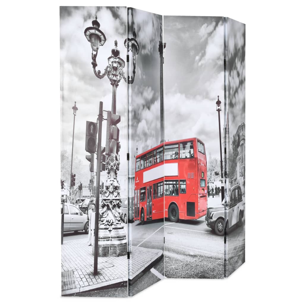 Kamerscherm inklapbaar Londen bus 160x170 cm zwart en wit is nu te koop bij PeponiXL, paradijselijk wonen!