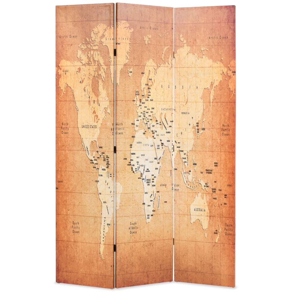 Kamerscherm inklapbaar wereldkaart 120x170 cm geel is nu te koop bij PeponiXL, paradijselijk wonen!