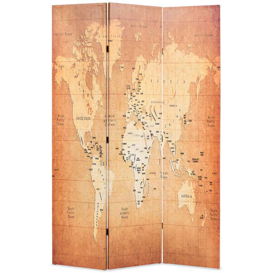 Kamerscherm inklapbaar wereldkaart 120x170 cm geel is nu te koop bij PeponiXL, paradijselijk wonen!