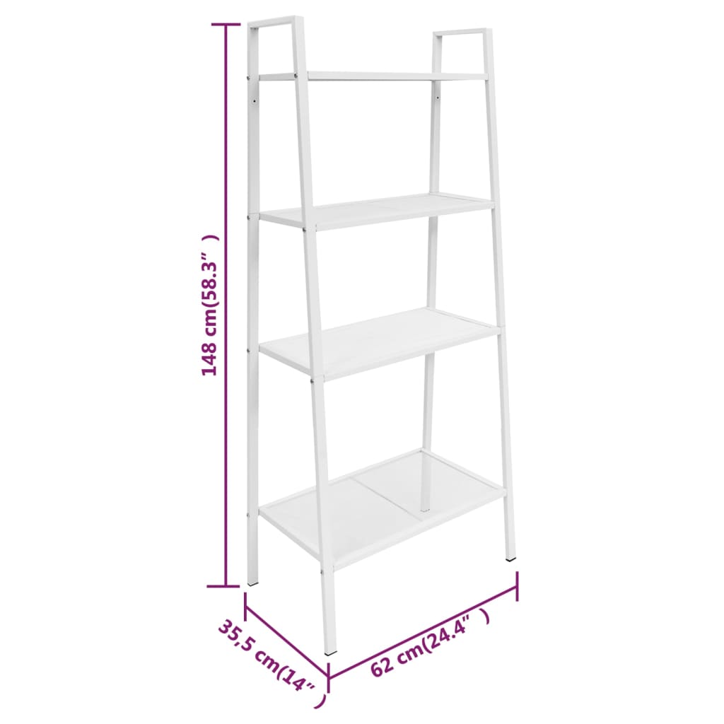 Ladder boekenkast 4 schappen metaal wit is nu te koop bij PeponiXL, paradijselijk wonen!