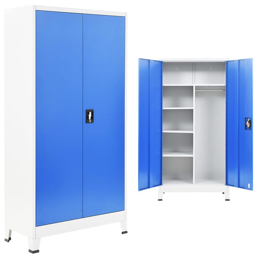 Lockerkast met 2 deuren 90x40x180 cm metaal grijs en blauw is nu te koop bij PeponiXL, paradijselijk wonen!