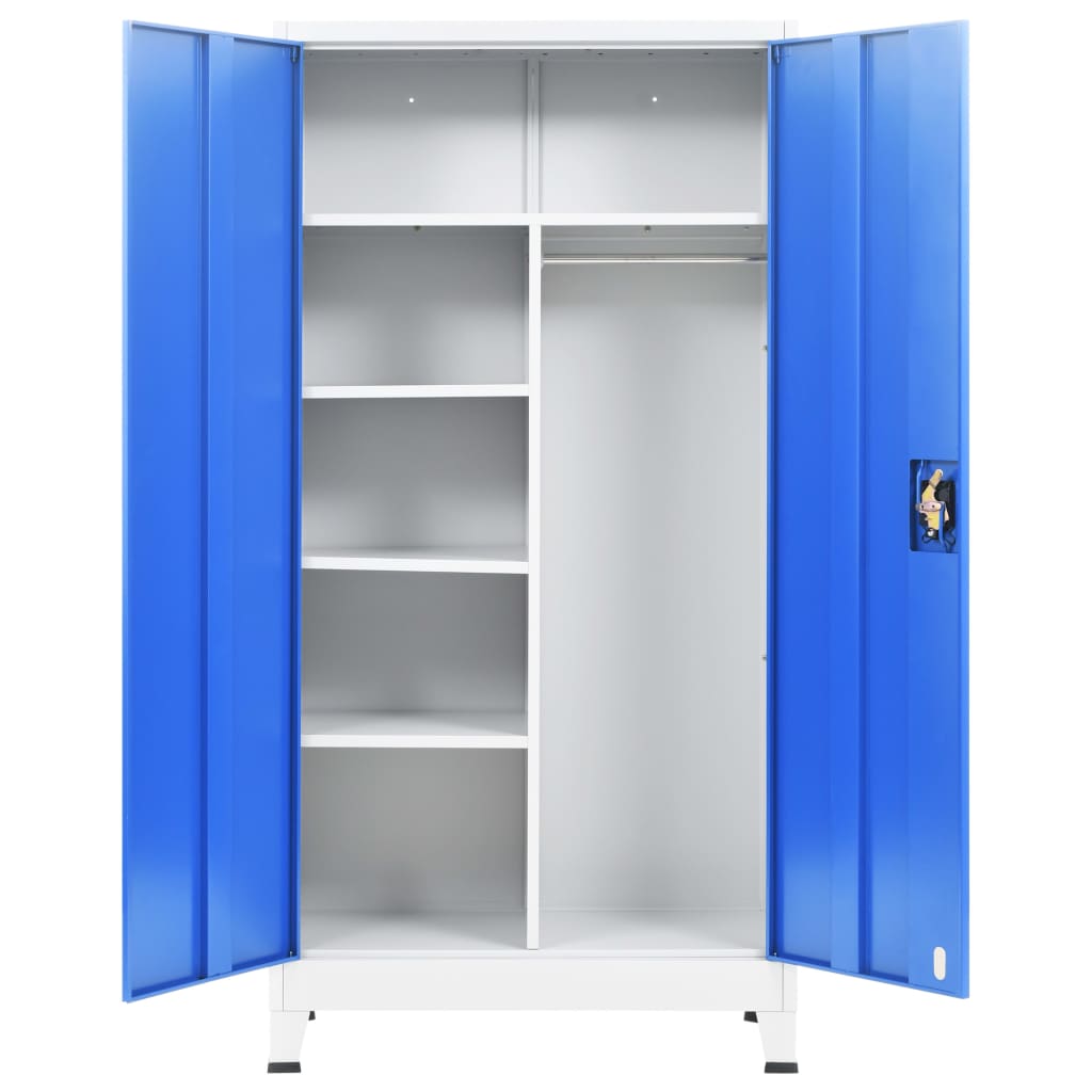 Lockerkast met 2 deuren 90x40x180 cm metaal grijs en blauw is nu te koop bij PeponiXL, paradijselijk wonen!