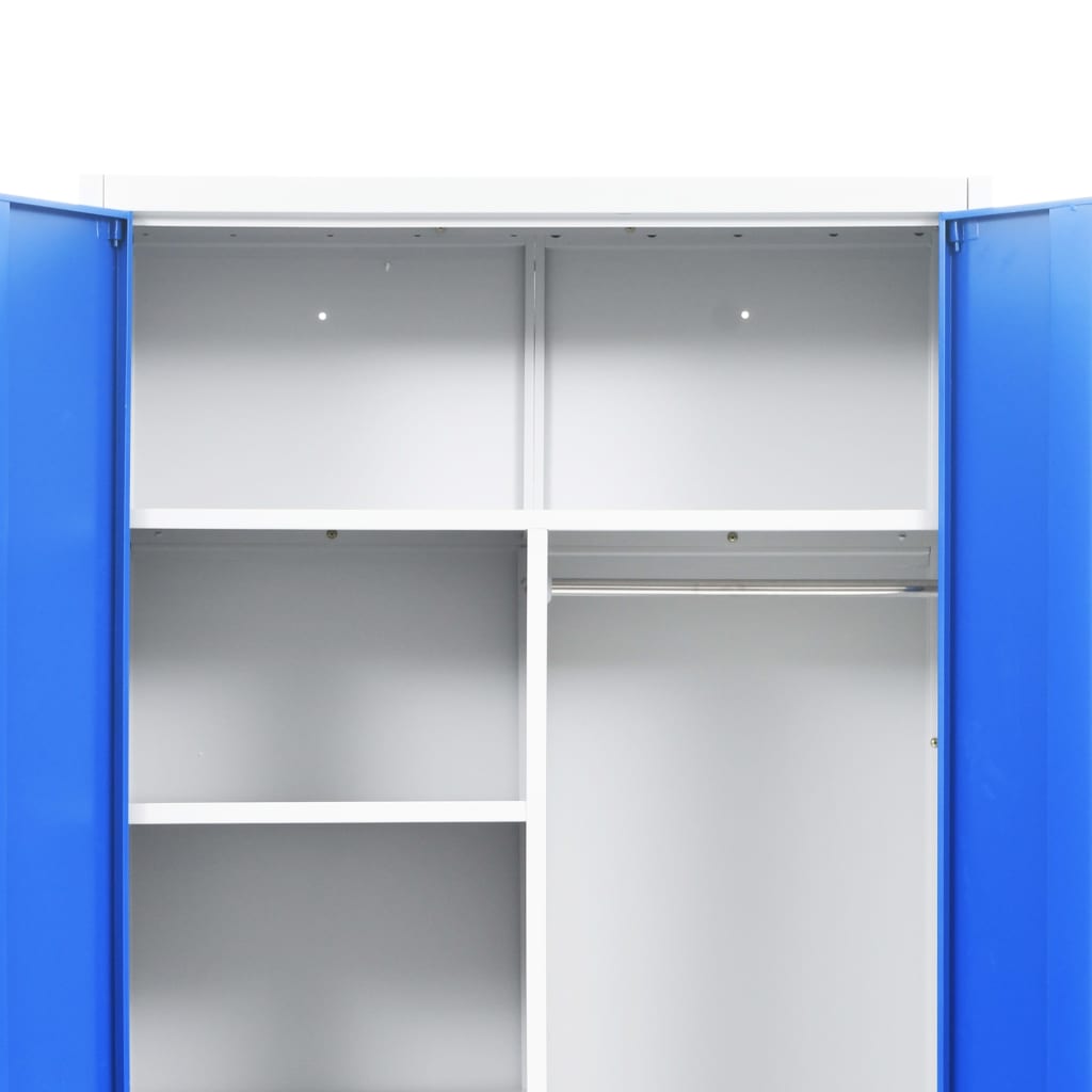 Lockerkast met 2 deuren 90x40x180 cm metaal grijs en blauw is nu te koop bij PeponiXL, paradijselijk wonen!