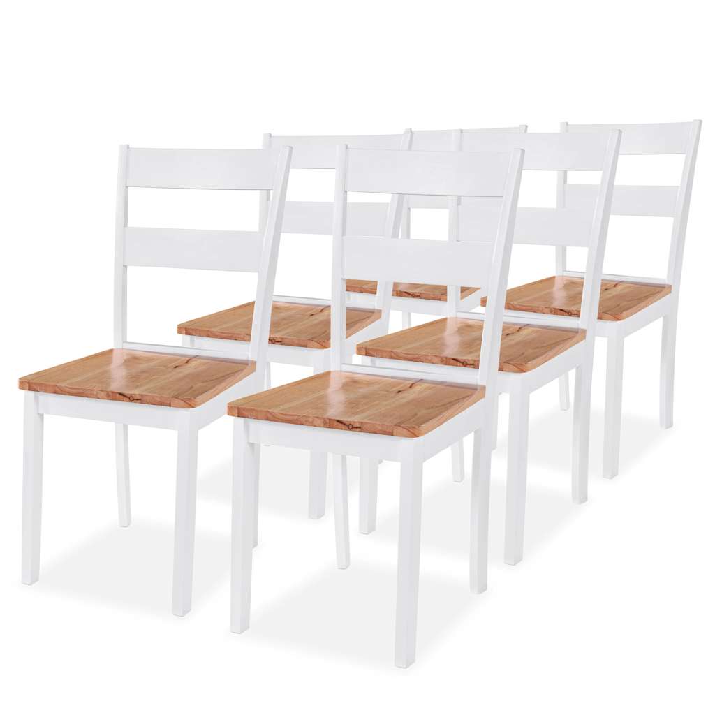 Eetkamerstoelen 6 st massief rubberwood wit is nu te koop bij PeponiXL, paradijselijk wonen!
