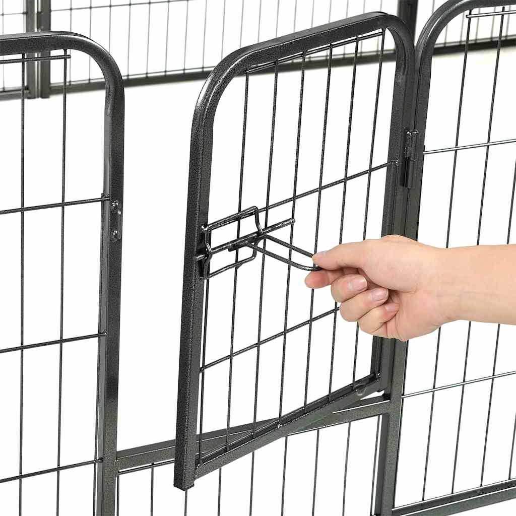 Hondenren met 12 panelen 80x60 cm staal zwart is nu te koop bij PeponiXL, paradijselijk wonen!