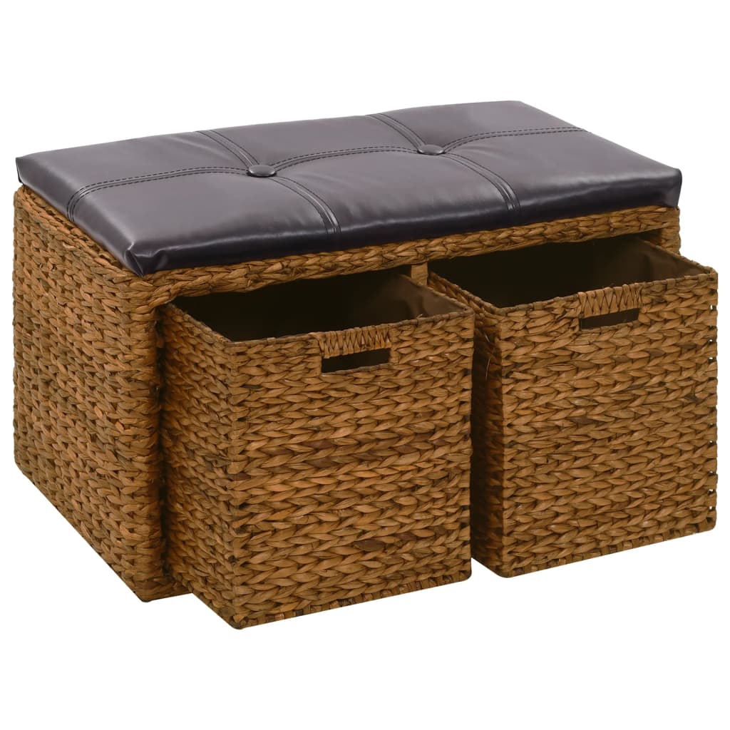 Bankje met 2 manden 71x40x42 cm zeegras bruin is nu te koop bij PeponiXL, paradijselijk wonen!