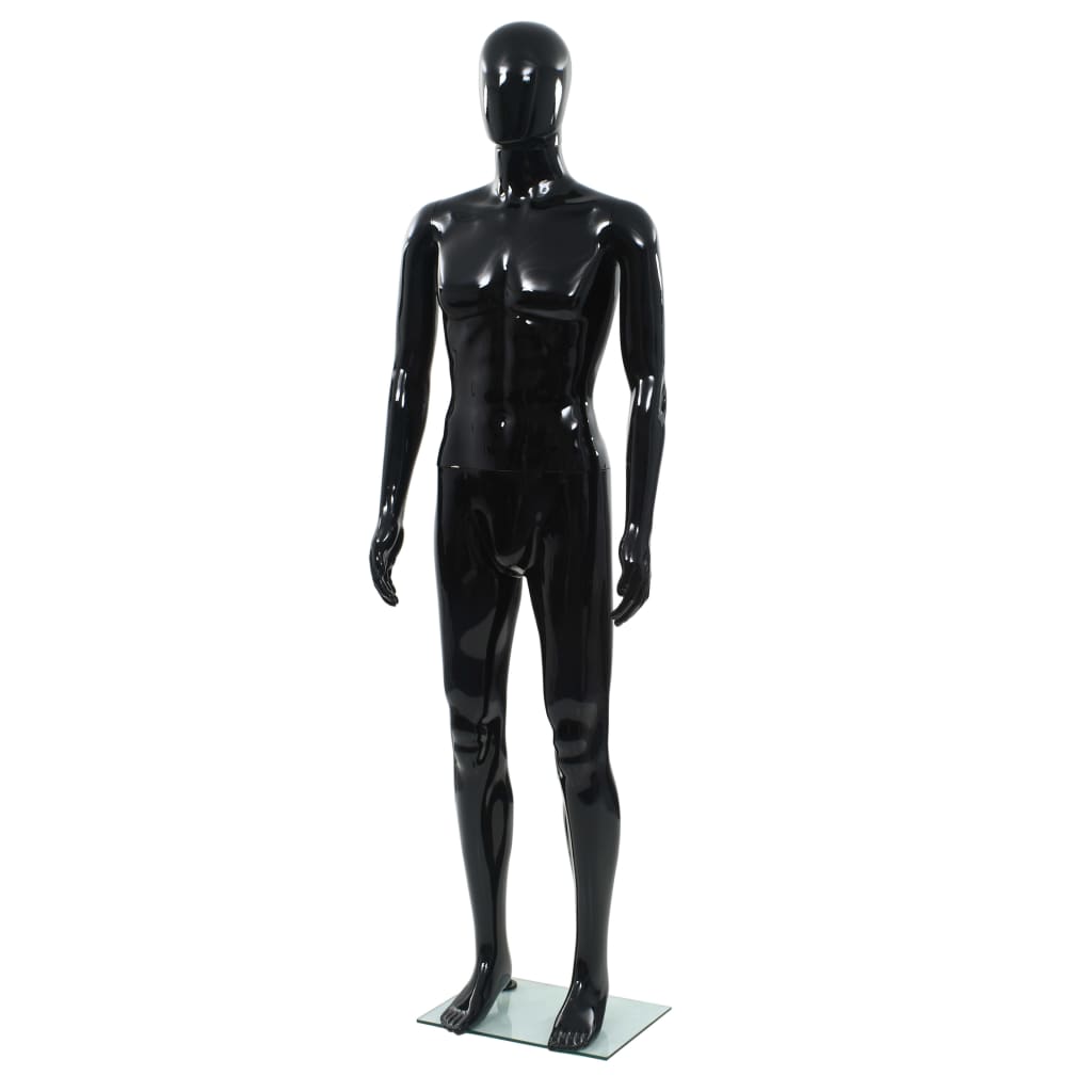 Etalagepop mannelijk met glazen voet 185 cm glanzend zwart is nu te koop bij PeponiXL, paradijselijk wonen!