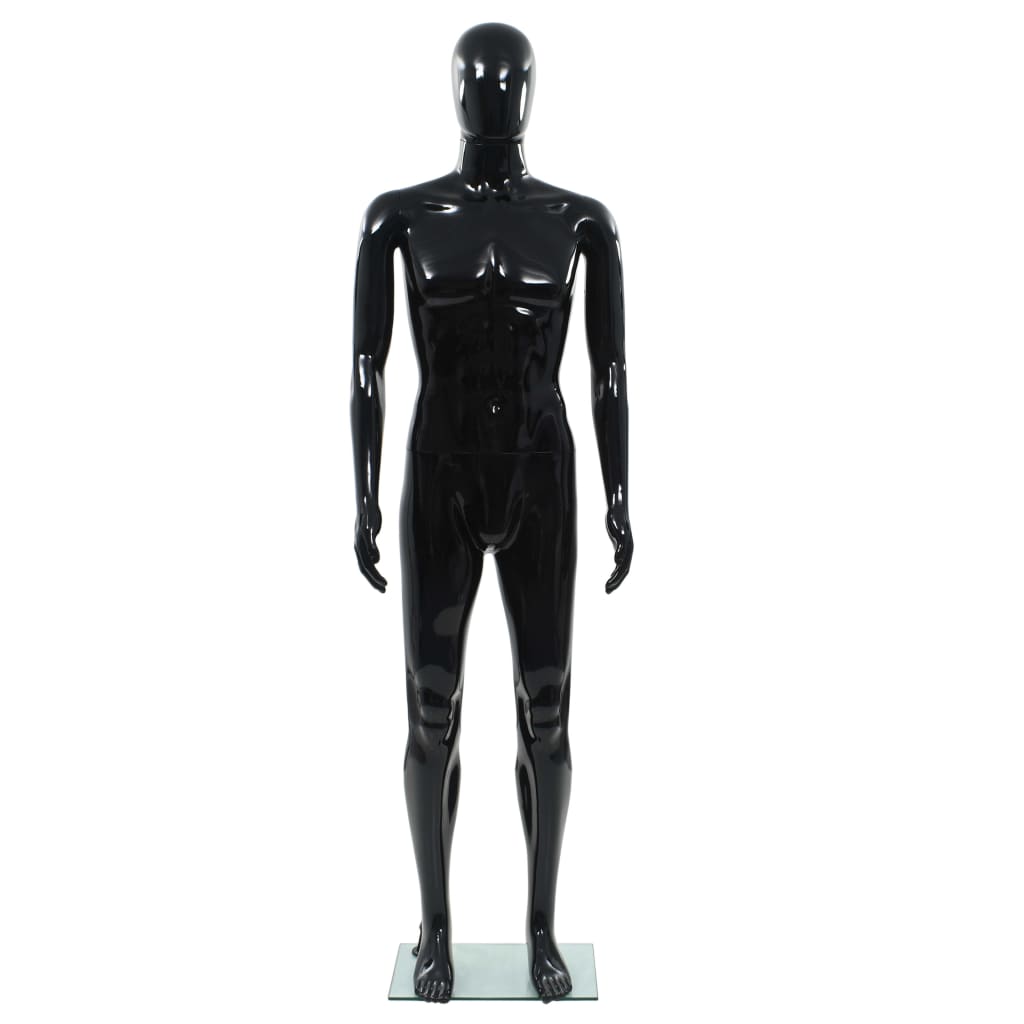Etalagepop mannelijk met glazen voet 185 cm glanzend zwart is nu te koop bij PeponiXL, paradijselijk wonen!