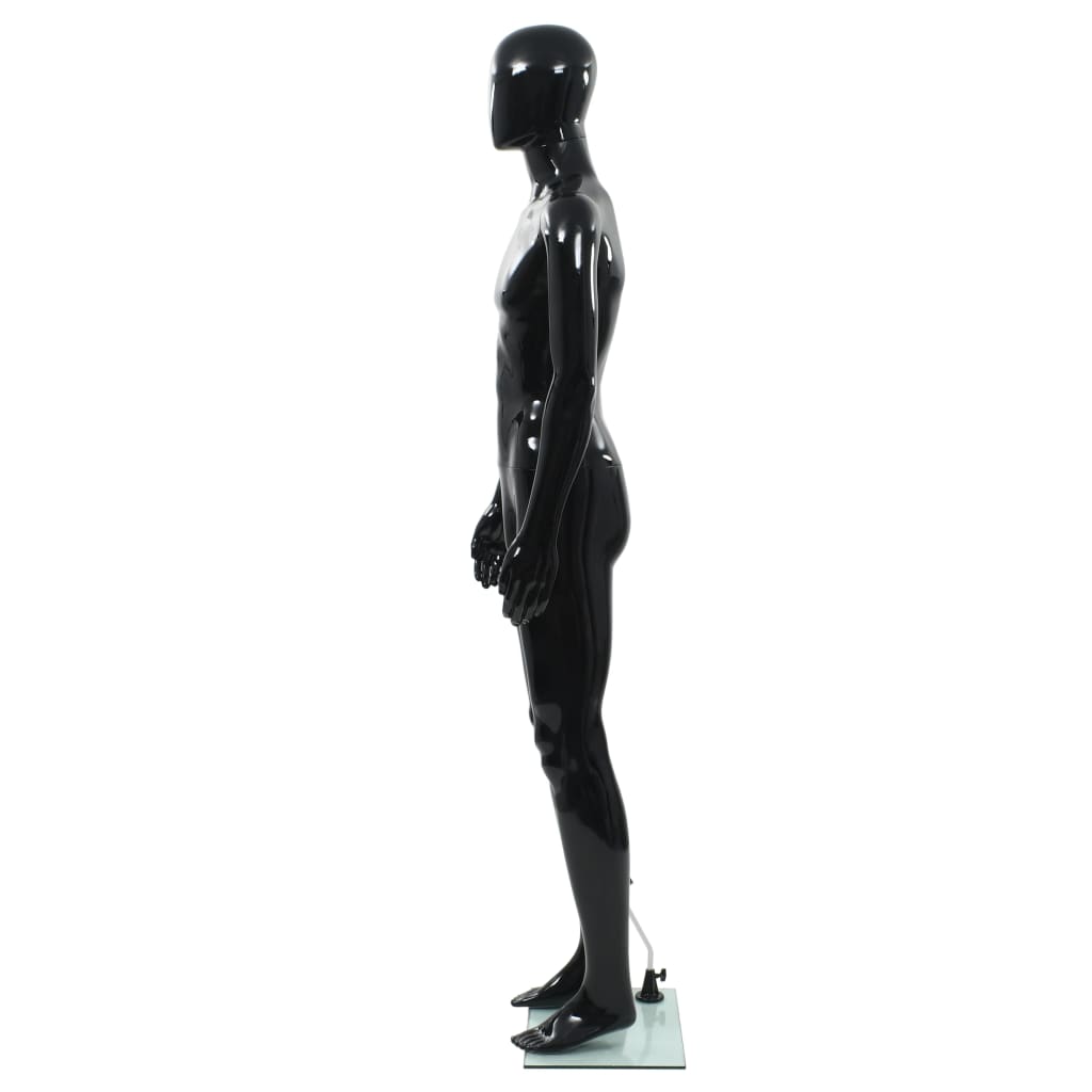 Etalagepop mannelijk met glazen voet 185 cm glanzend zwart is nu te koop bij PeponiXL, paradijselijk wonen!