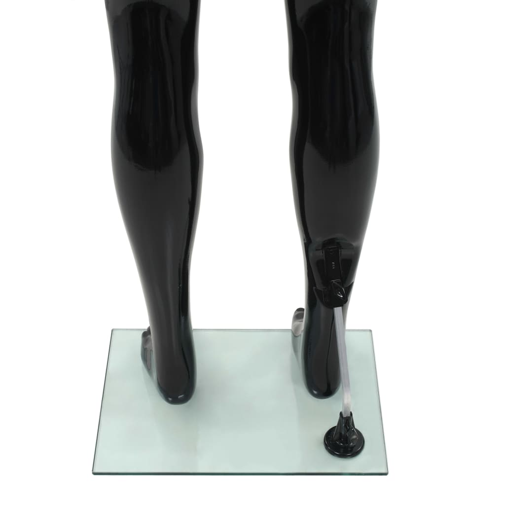 Etalagepop mannelijk met glazen voet 185 cm glanzend zwart is nu te koop bij PeponiXL, paradijselijk wonen!