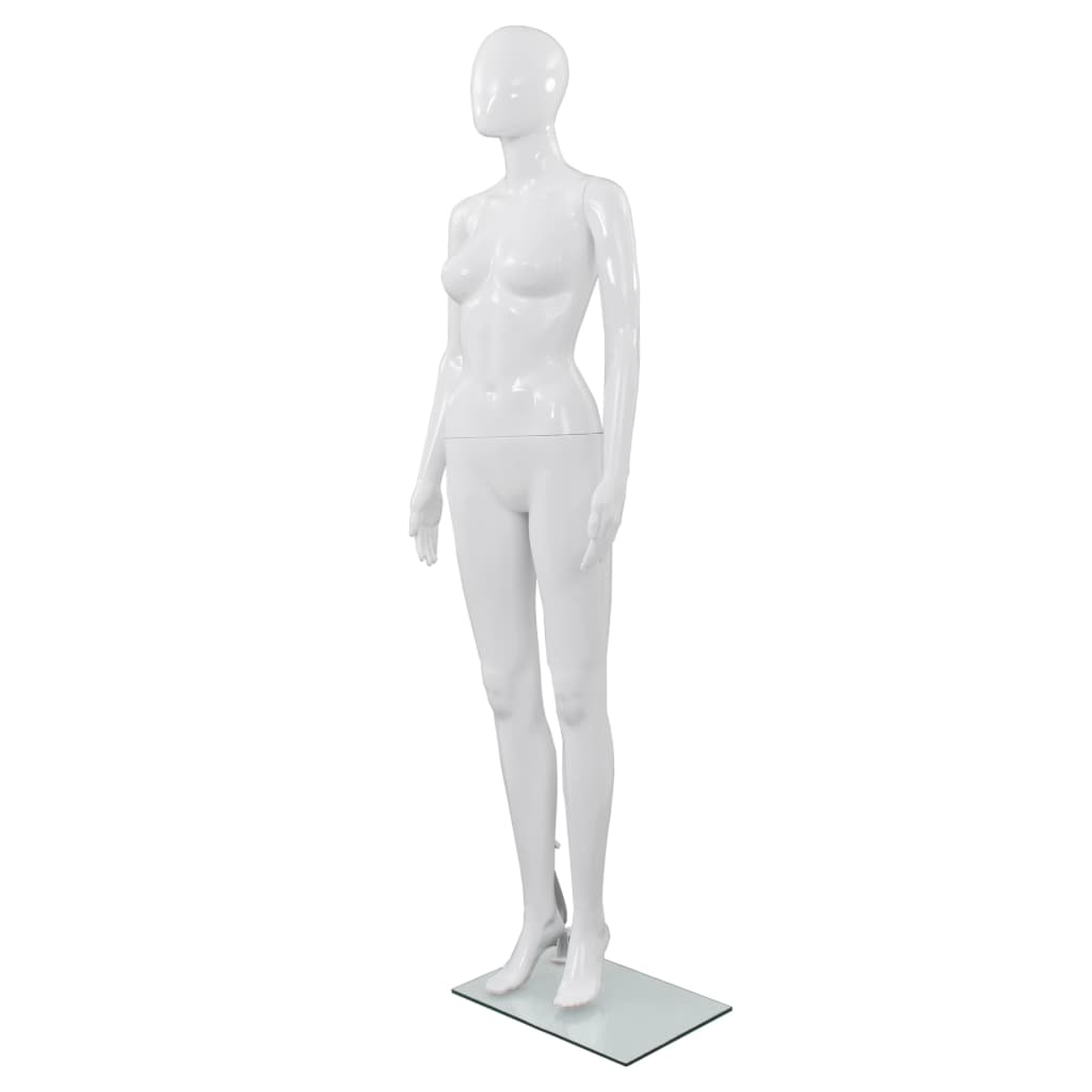 Etalagepop vrouwelijk met glazen voet 175 cm glanzend wit is nu te koop bij PeponiXL, paradijselijk wonen!