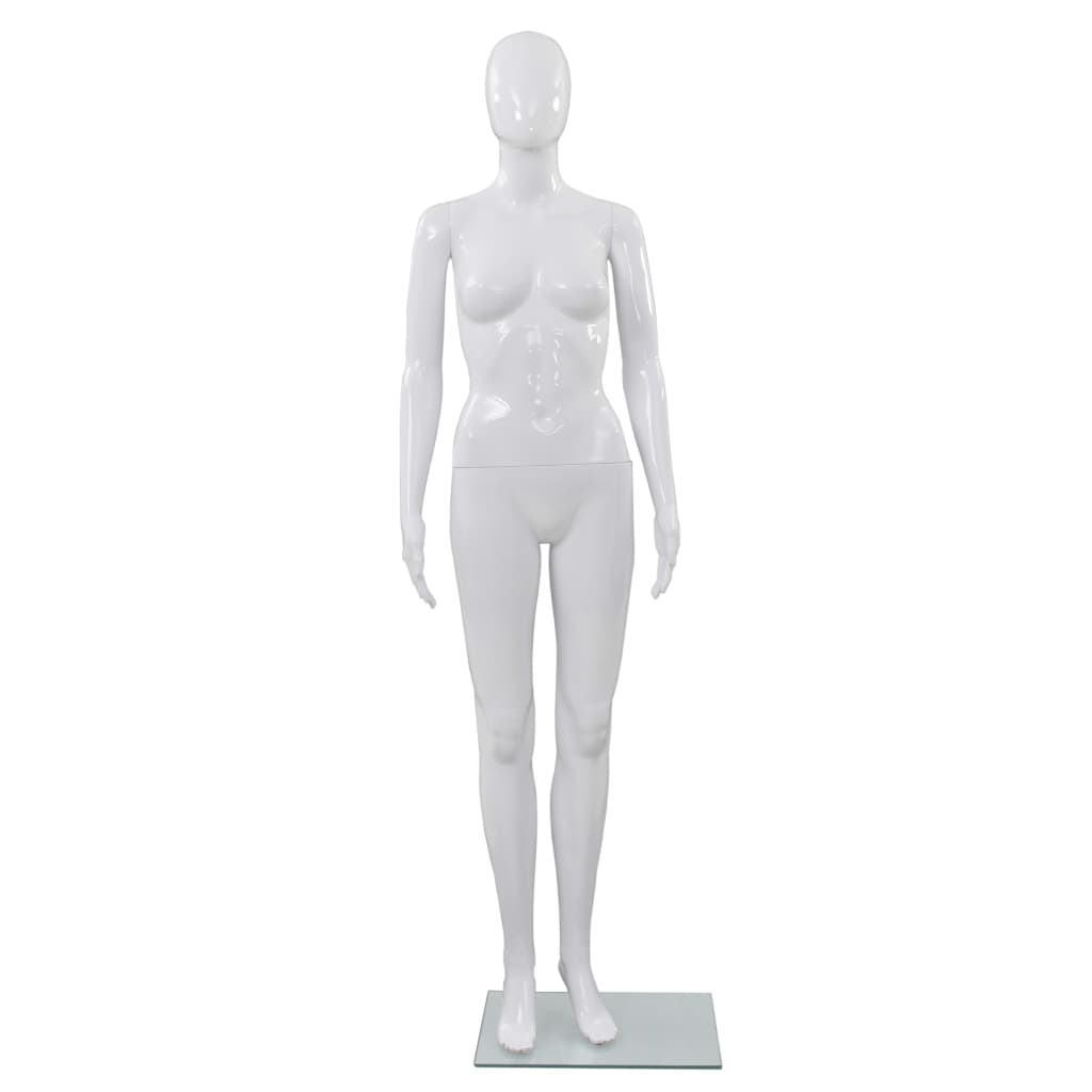 Etalagepop vrouwelijk met glazen voet 175 cm glanzend wit is nu te koop bij PeponiXL, paradijselijk wonen!