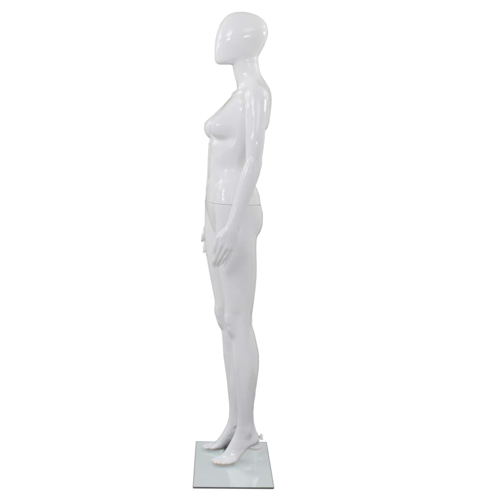 Etalagepop vrouwelijk met glazen voet 175 cm glanzend wit is nu te koop bij PeponiXL, paradijselijk wonen!
