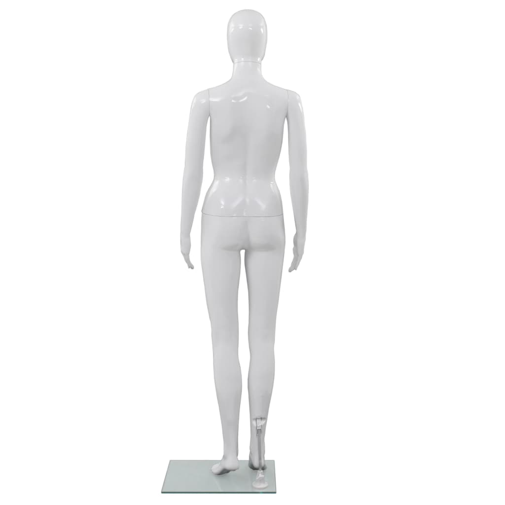 Etalagepop vrouwelijk met glazen voet 175 cm glanzend wit is nu te koop bij PeponiXL, paradijselijk wonen!