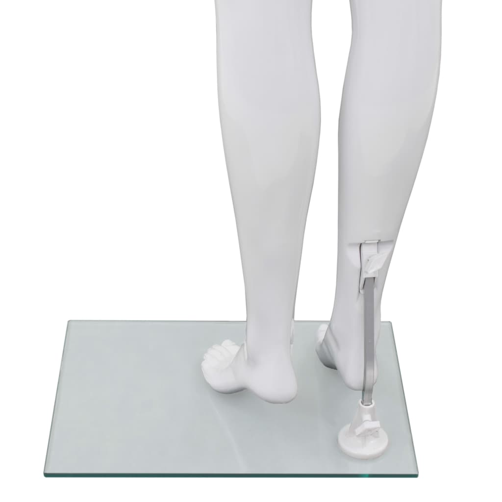 Etalagepop vrouwelijk met glazen voet 175 cm glanzend wit is nu te koop bij PeponiXL, paradijselijk wonen!