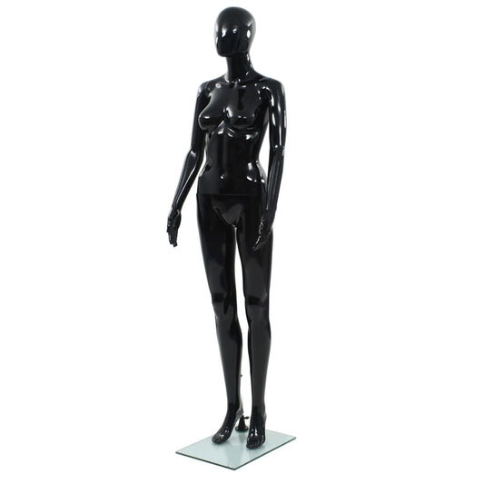 Etalagepop vrouwelijk met glazen voet 175 cm glanzend zwart is nu te koop bij PeponiXL, paradijselijk wonen!