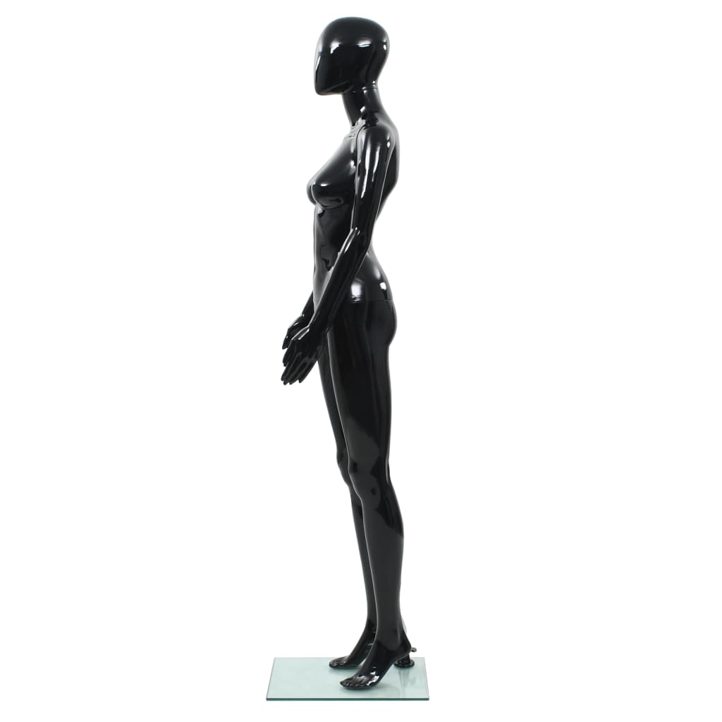Etalagepop vrouwelijk met glazen voet 175 cm glanzend zwart is nu te koop bij PeponiXL, paradijselijk wonen!