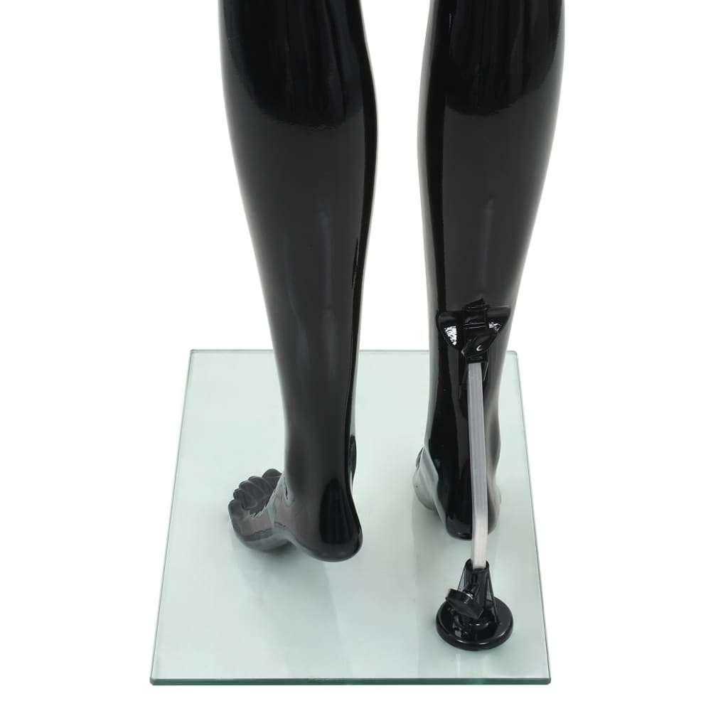 Etalagepop vrouwelijk met glazen voet 175 cm glanzend zwart is nu te koop bij PeponiXL, paradijselijk wonen!