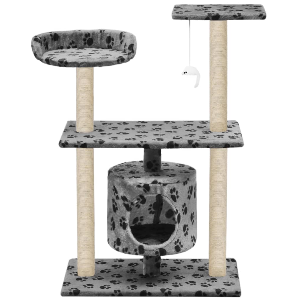 Kattenkrabpaal met sisal krabpalen 95 cm pootafdrukken grijs is nu te koop bij PeponiXL, paradijselijk wonen!