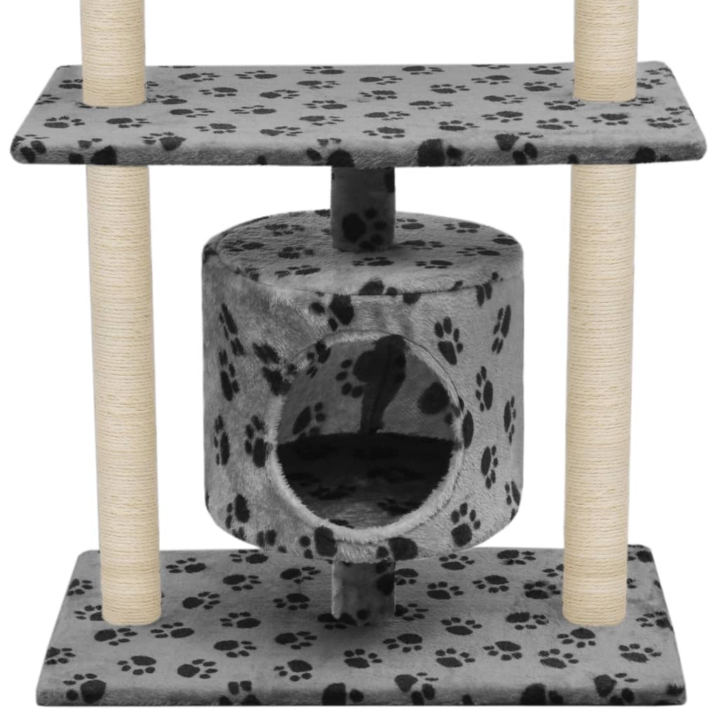 Kattenkrabpaal met sisal krabpalen 95 cm pootafdrukken grijs is nu te koop bij PeponiXL, paradijselijk wonen!