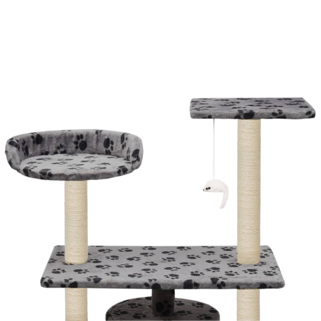 Kattenkrabpaal met sisal krabpalen 95 cm pootafdrukken grijs is nu te koop bij PeponiXL, paradijselijk wonen!