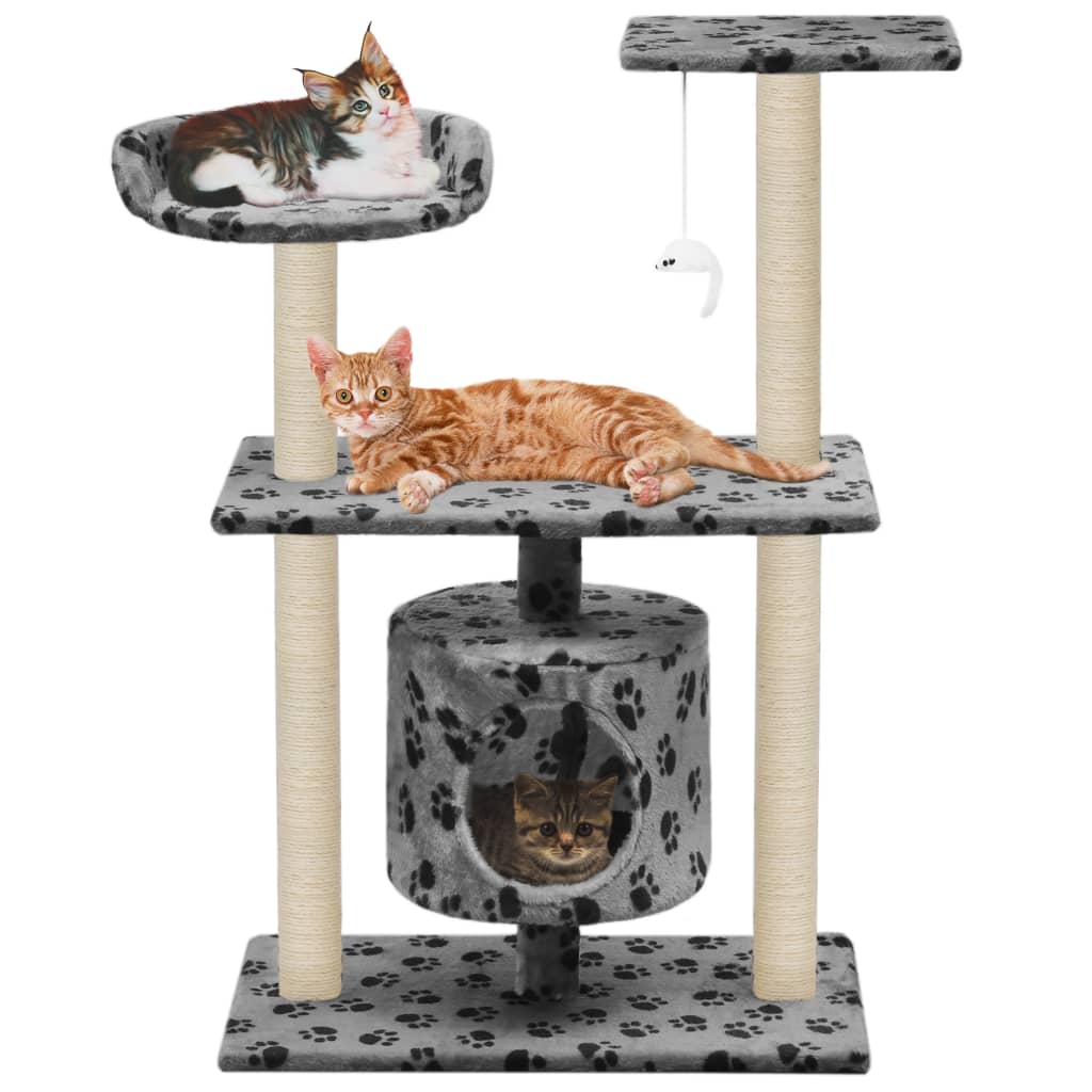 Kattenkrabpaal met sisal krabpalen 95 cm pootafdrukken grijs is nu te koop bij PeponiXL, paradijselijk wonen!