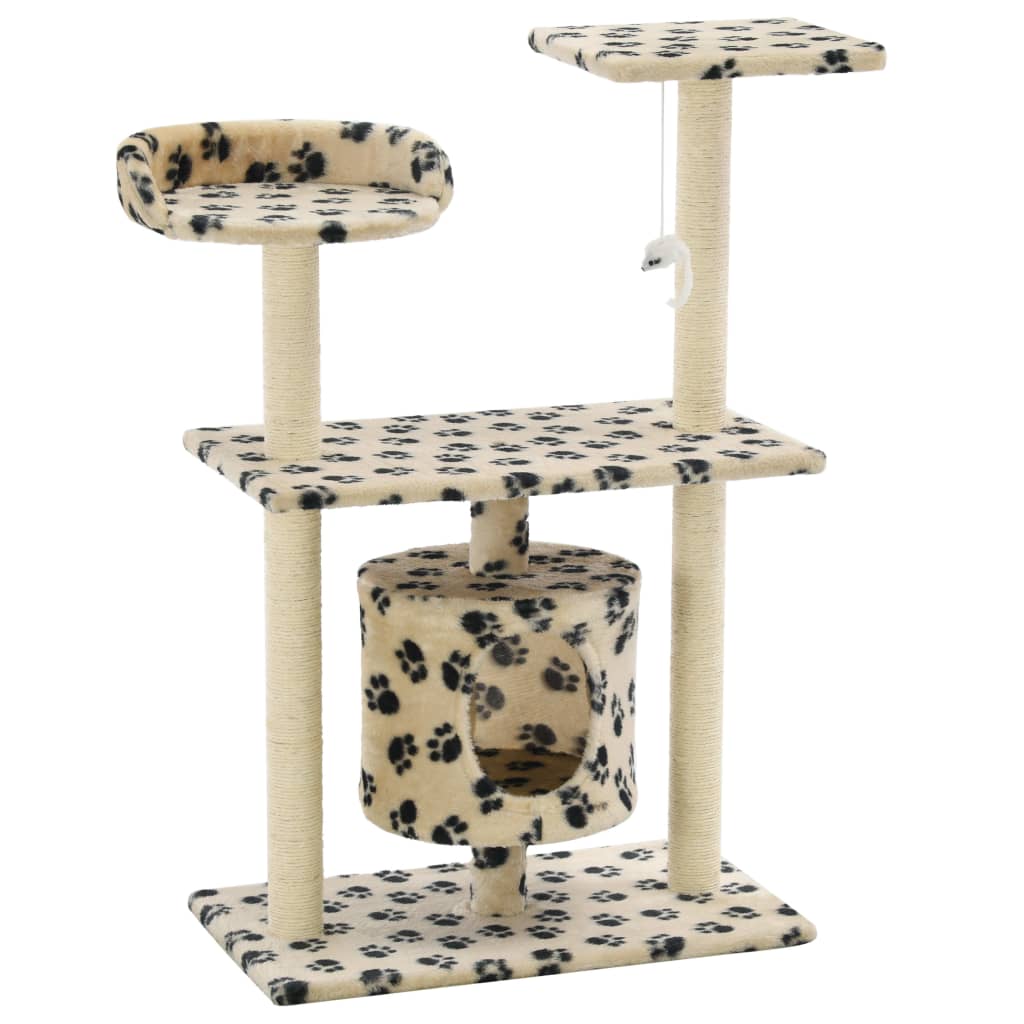 Kattenkrabpaal met sisal krabpalen 95 cm pootafdrukken beige is nu te koop bij PeponiXL, paradijselijk wonen!