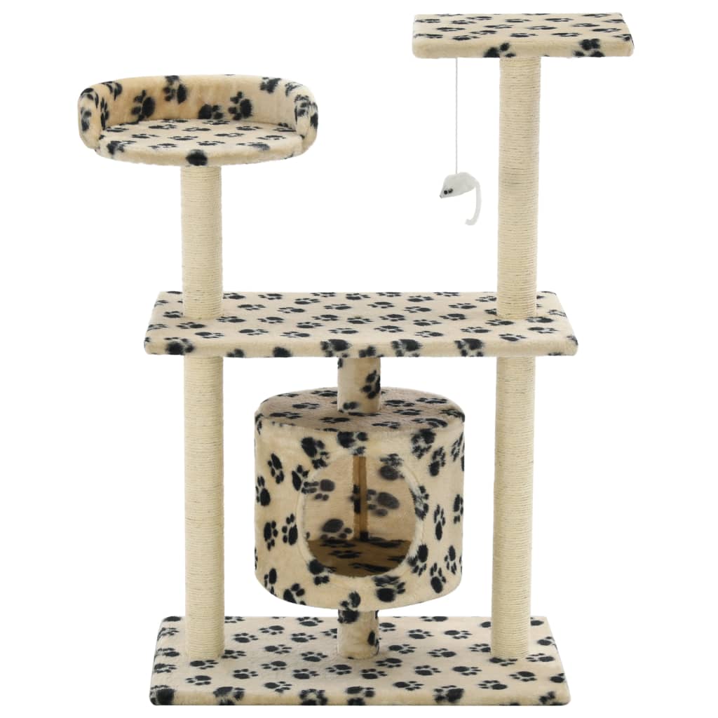 Kattenkrabpaal met sisal krabpalen 95 cm pootafdrukken beige is nu te koop bij PeponiXL, paradijselijk wonen!