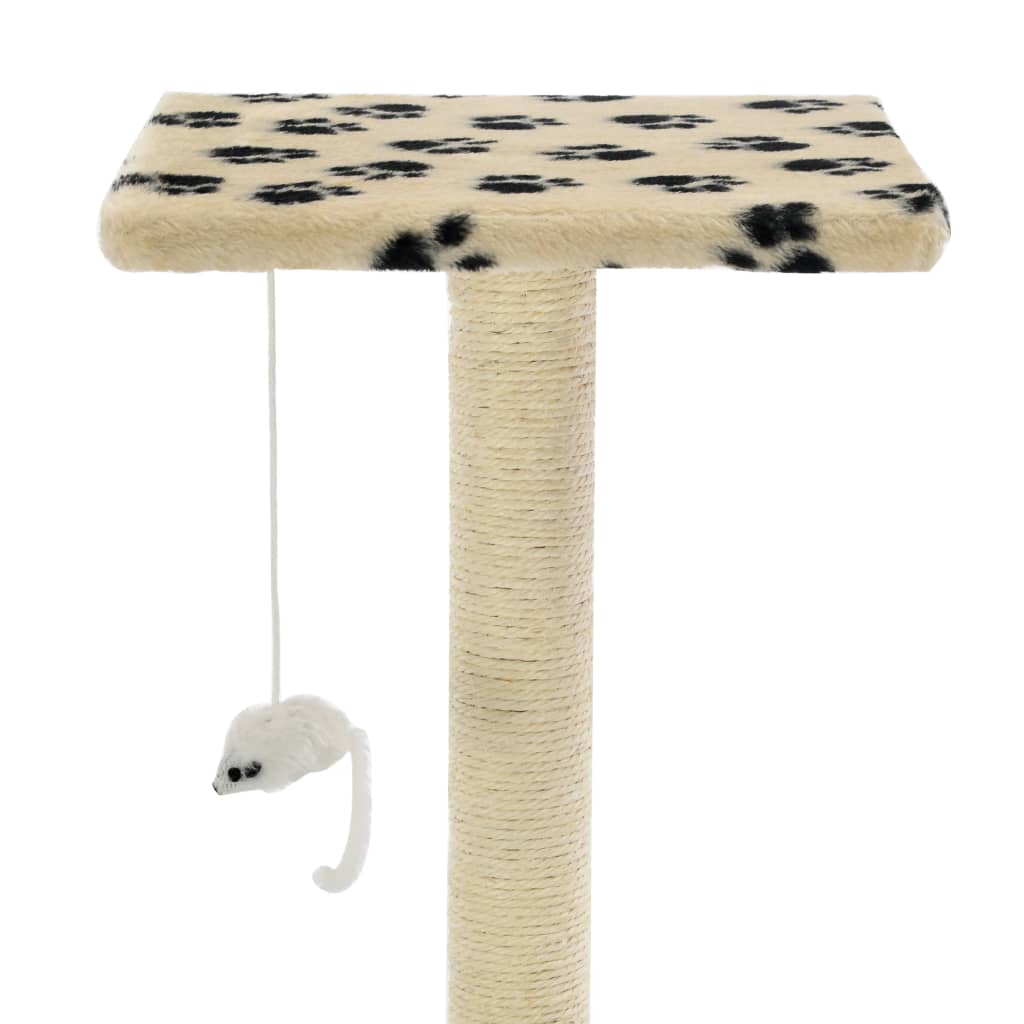 Kattenkrabpaal met sisal krabpalen 95 cm pootafdrukken beige is nu te koop bij PeponiXL, paradijselijk wonen!