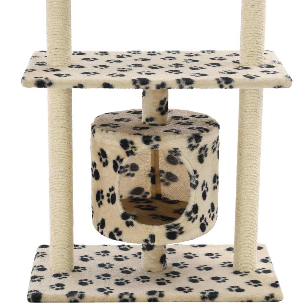 Kattenkrabpaal met sisal krabpalen 95 cm pootafdrukken beige is nu te koop bij PeponiXL, paradijselijk wonen!