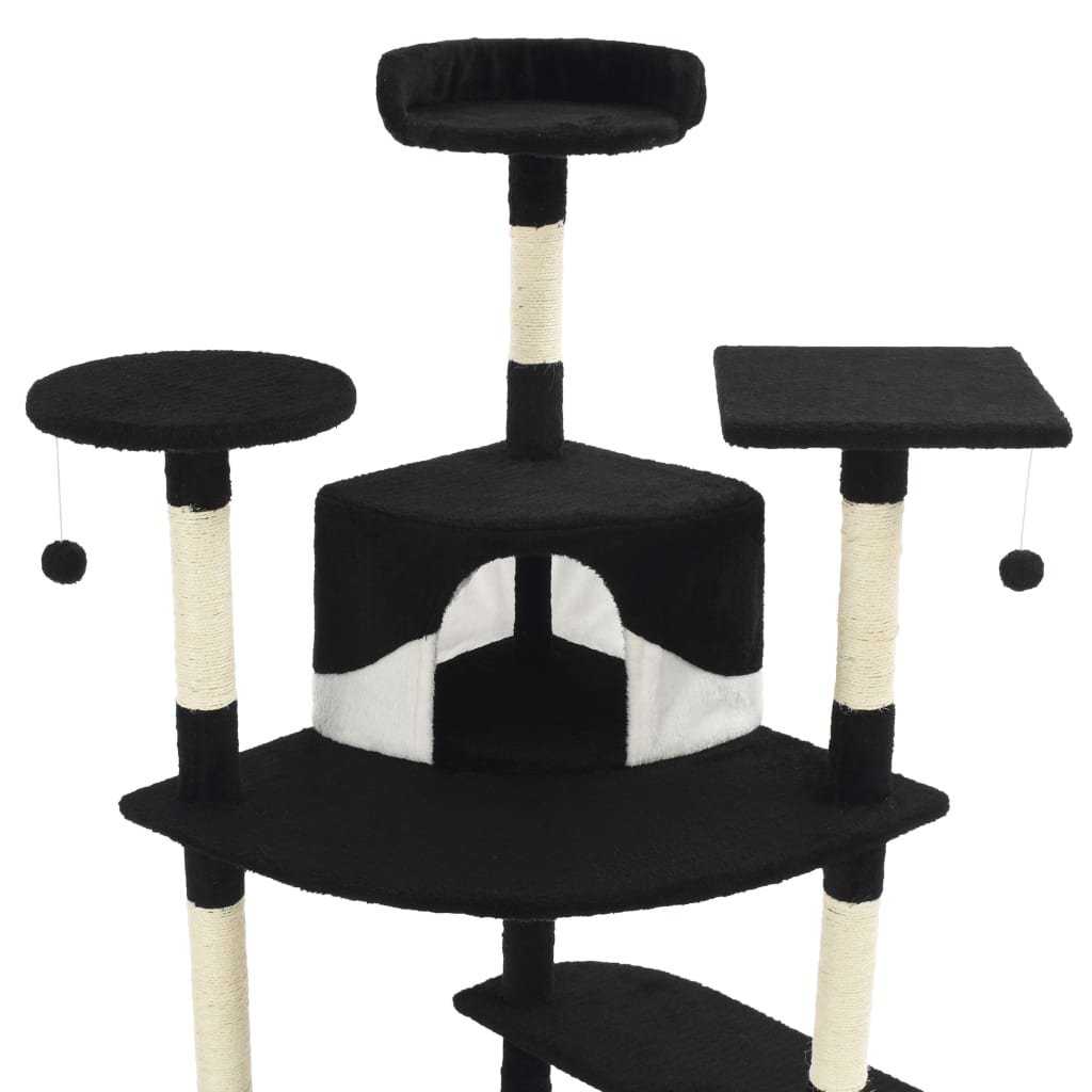 Kattenkrabpaal met sisal krabpalen 203 cm zwart en wit is nu te koop bij PeponiXL, paradijselijk wonen!