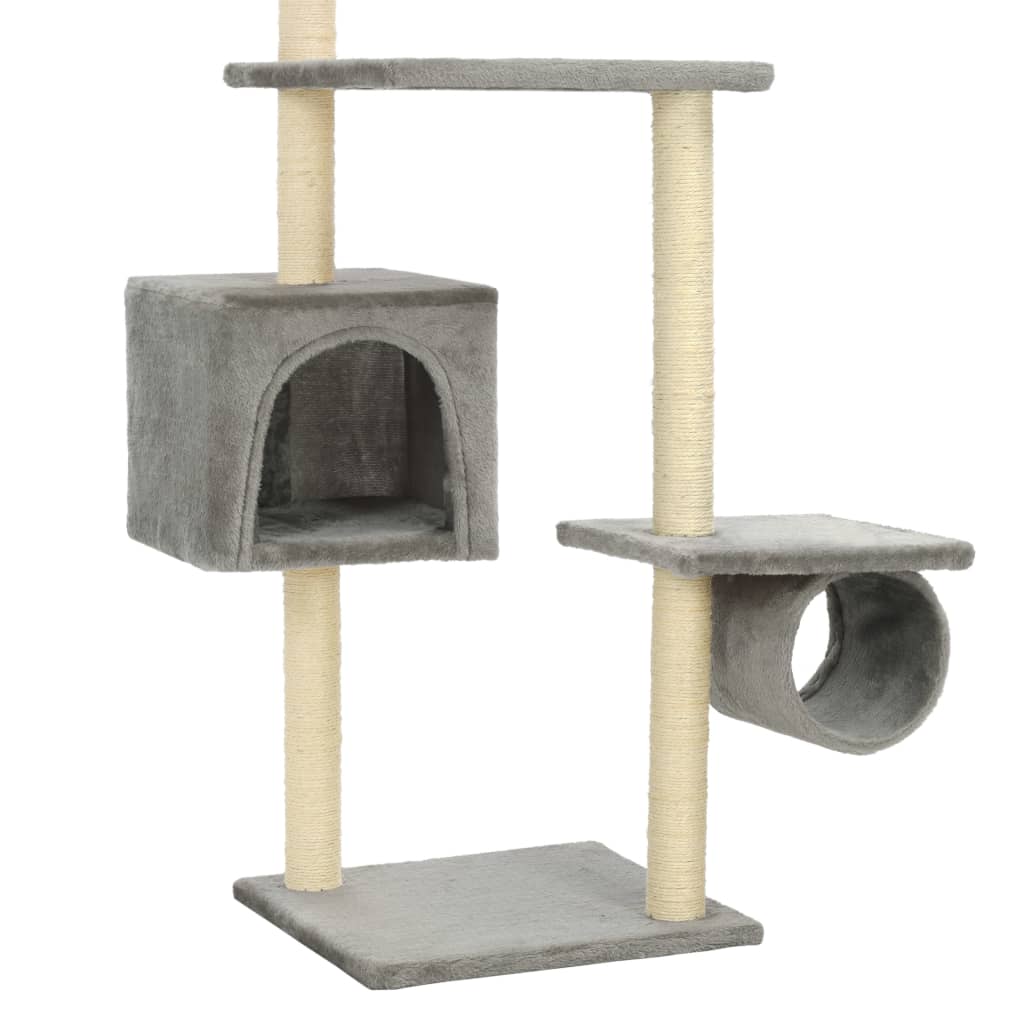 Kattenkrabpaal met sisal krabpalen 260 cm grijs is nu te koop bij PeponiXL, paradijselijk wonen!