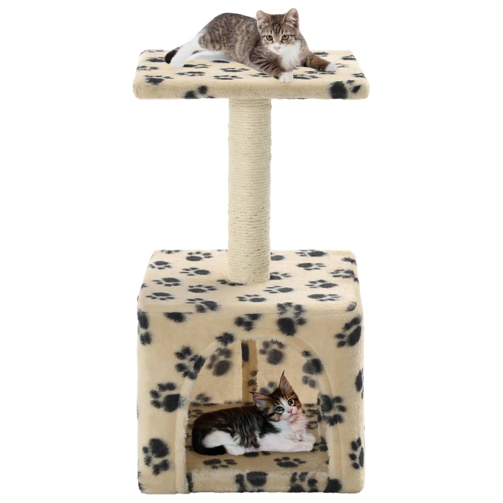 Kattenkrabpaal met sisal krabpaal 55 cm pootafdrukken beige is nu te koop bij PeponiXL, paradijselijk wonen!
