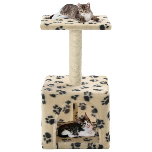 Kattenkrabpaal met sisal krabpaal 55 cm pootafdrukken beige is nu te koop bij PeponiXL, paradijselijk wonen!