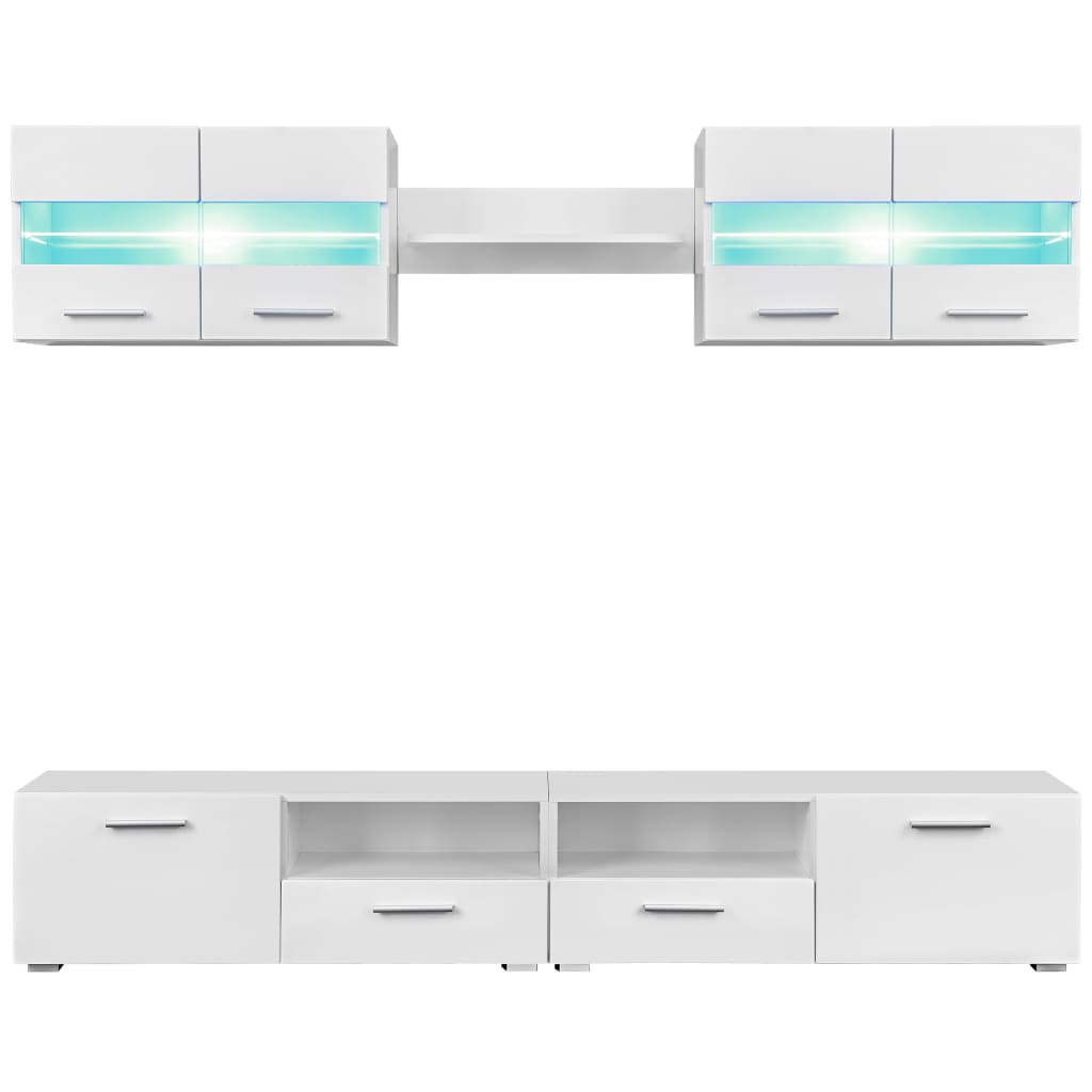Tv-wandmeubelset met LED-verlichting hoogglans wit 5-delig is nu te koop bij PeponiXL, paradijselijk wonen!