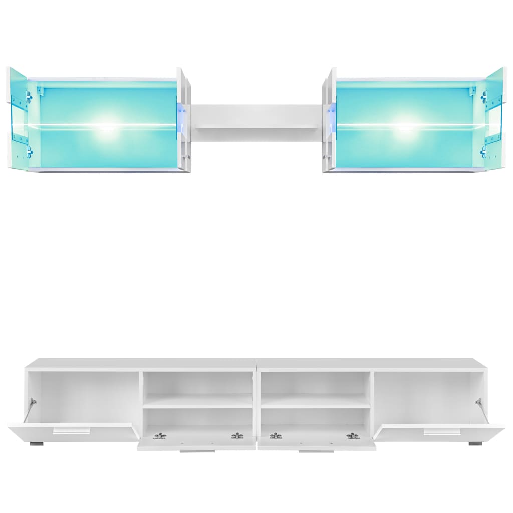 Tv-wandmeubelset met LED-verlichting hoogglans wit 5-delig is nu te koop bij PeponiXL, paradijselijk wonen!