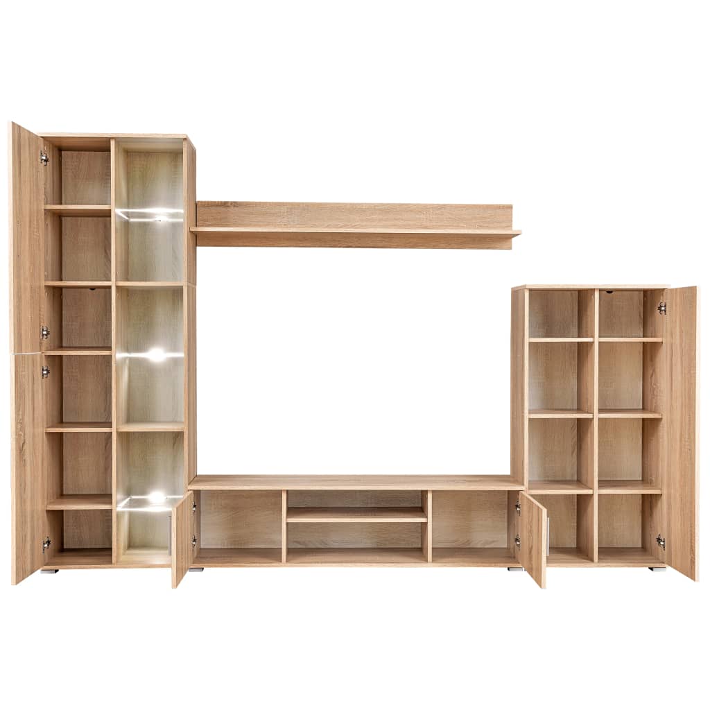 Tv-wandmeubel met LED-verlichting Sonoma eiken is nu te koop bij PeponiXL, paradijselijk wonen!