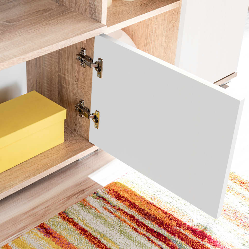 Tv-wandmeubel met LED-verlichting Sonoma eiken en wit is nu te koop bij PeponiXL, paradijselijk wonen!