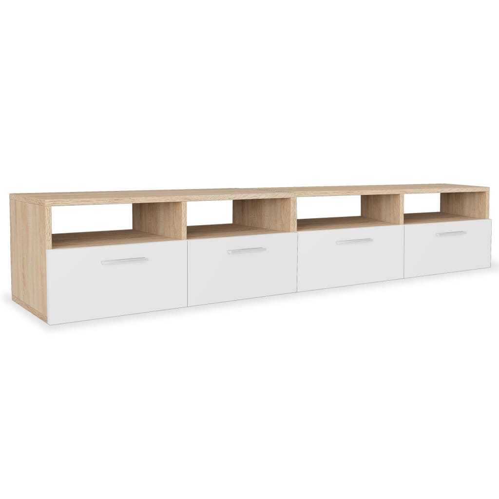 Tv-meubels 2 st 95x35x36 cm bewerkt hout eikenkleurig en wit is nu te koop bij PeponiXL, paradijselijk wonen!